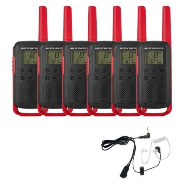 Motorola Talkabout T62 (rood) 6-Pack + 6x Bodyguard kit 
