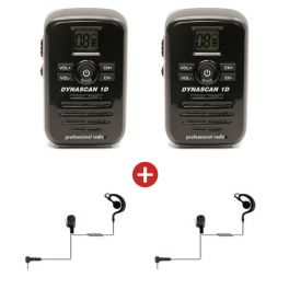 2 Dynascan 1D PMR446 Walkie-Talkies + 2 G-Vormige Oorstukken (1)