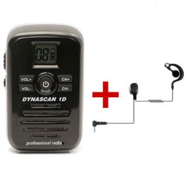 Dynascan 1D PMR446 Walkie Talkie + G-Vormige Oorstuk (1)