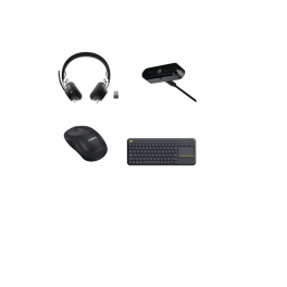 4-delige Logitech telewerk-pack: Headset + Webcam + Draadloze Muis + Draadloos Toetsenbord

