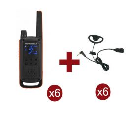 Motorola Talkabout T82 6-Pack + 6x D-Vormige oorstukken