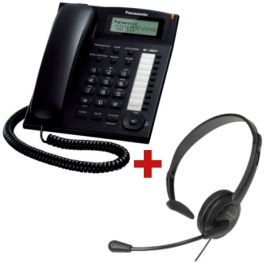 Panasonic KX-TS880 negro + auricular Panasonic RP-TCA400 (Jack 2.5 mm)