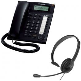 Panasonic KX-TS880 Zwart + Panasonic RP-TCA 400-headset (2,5 mm-aansluiting)