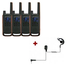 Motorola Talkabout T82 4-Pack + 4x Oorschelp Headset 