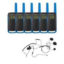 Motorola Talkabout T62 (Blauw) 6-Pack + 6x Gesloten helm headsets