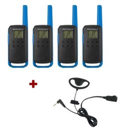 Motorola Talkabout T62 (Blauw) 4-Pack + 4x D-vormige headsets