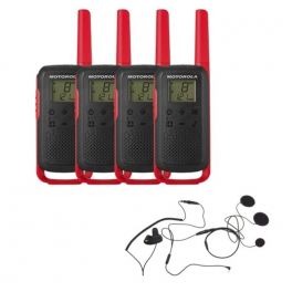 Motorola Talkabout T62 (rood) 4-Pack + 4x gesloten hem headsets