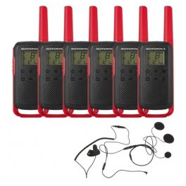 Motorola Talkabout T62 (rood) 6-Pack + 6x Gesloten helm headsets