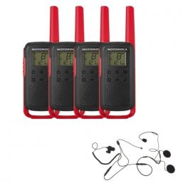 Motorola Talkabout T62 (rood) 4-Pack + 4x Open helm headset