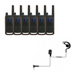 Motorola Talkabout T82 6-Pack + 6x Oorschelp headsets