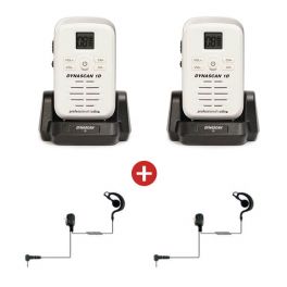 2 Dynascan 1D PMR446 Walkie-Talkies + 2 G-Vormige Oorstukken (Wit)(1)