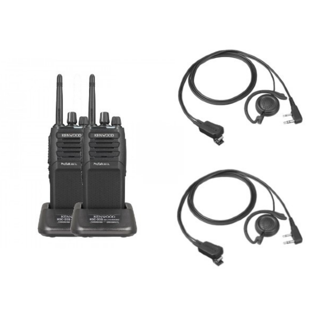 Set van 2 Kenwood TK3701DE + 2 handsfree sets