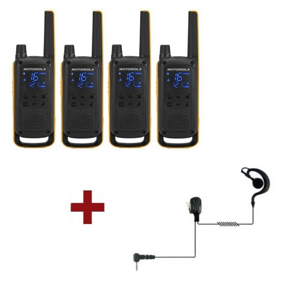 Motorola Talkabout T82 Extreme 4-Pack + 4x Oorschelp Headset