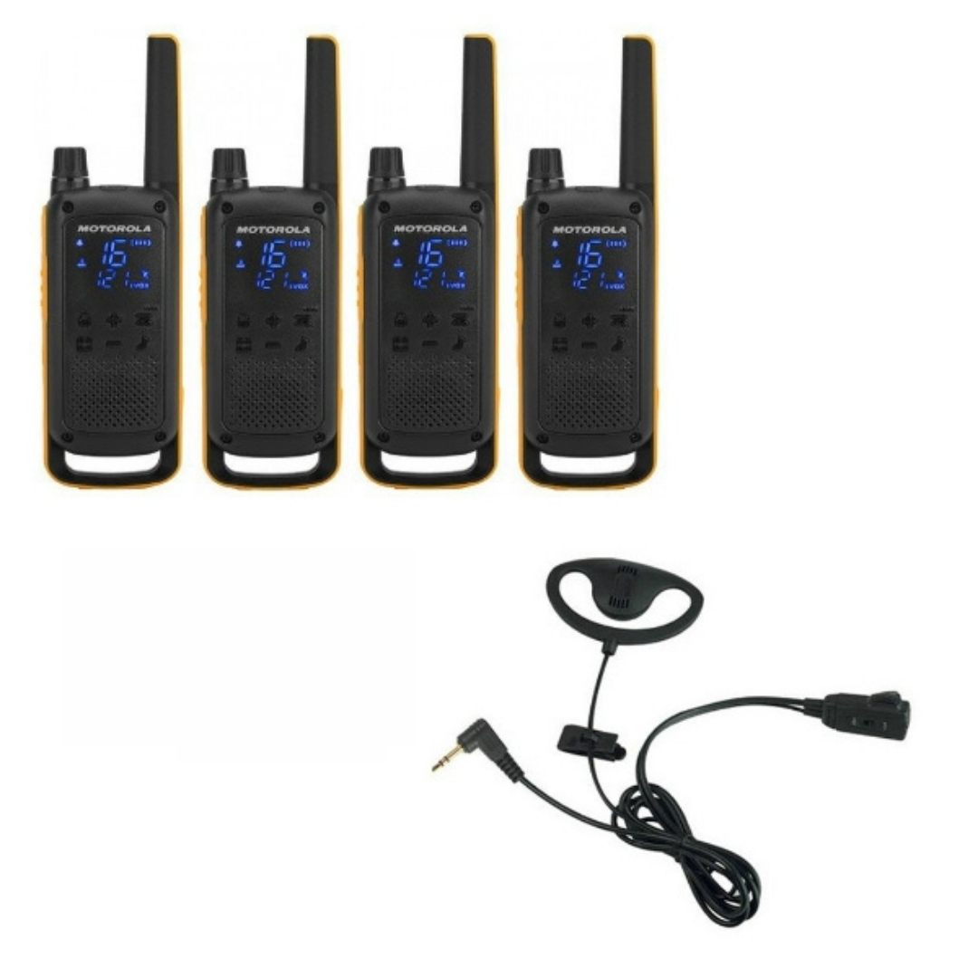 Motorola Talkabout T82 Extreme 4-Pack + 4x D-Vormige oorstukken