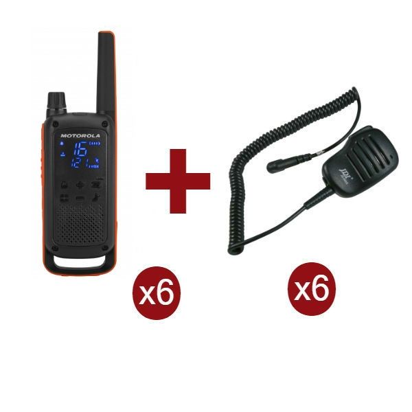 Motorola Talkabout T82 6-Pack + 6x Speakermicrofoon