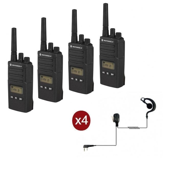 Motorola XT460 4-pack + 4 PTT Headstets + Draagkoffer