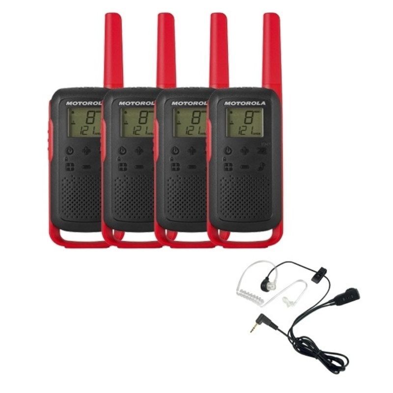 Motorola Talkabout T62 (rood) 4-Pack + 4x Bodyguard kit