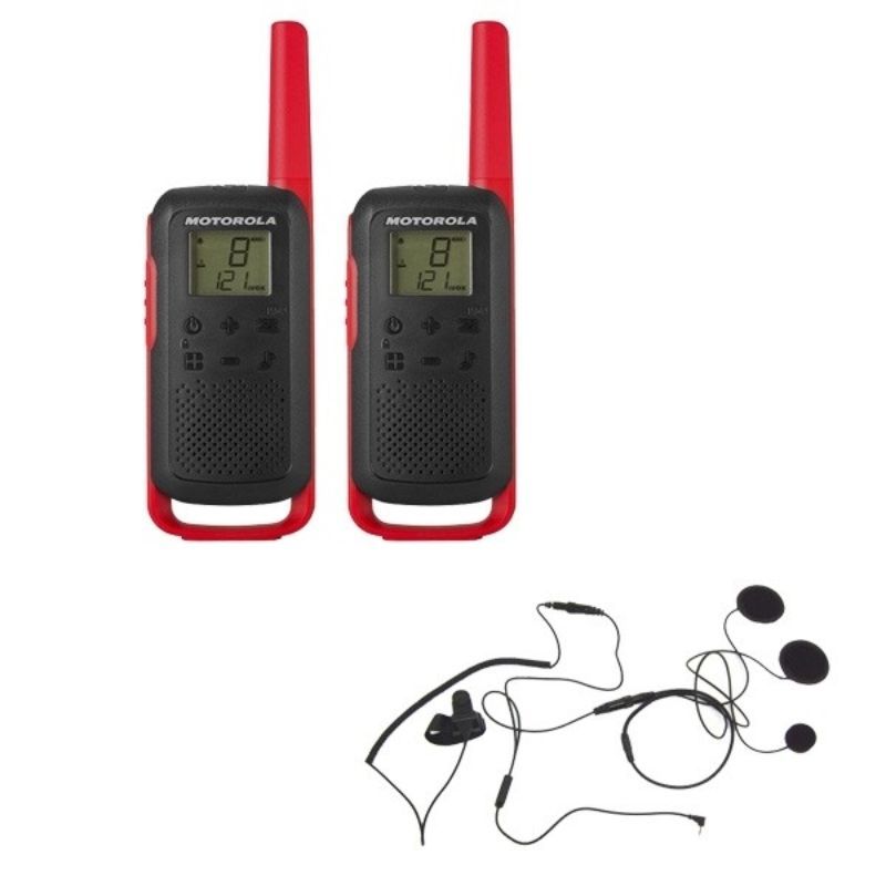 Motorola Talkabout T62 (rood) + 2x gesloten helm headsets