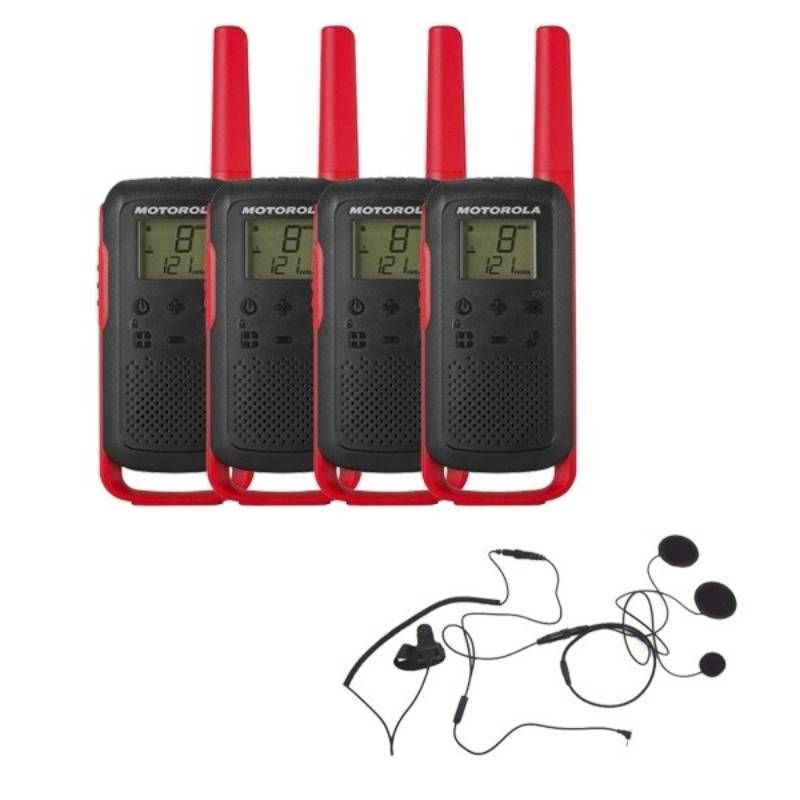 Motorola Talkabout T62 (rood) 4-Pack + 4x gesloten helm headsets