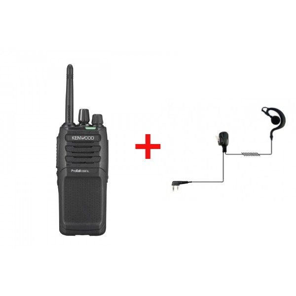 Kenwood TK3701DE + Oorhaak Handsfree Set