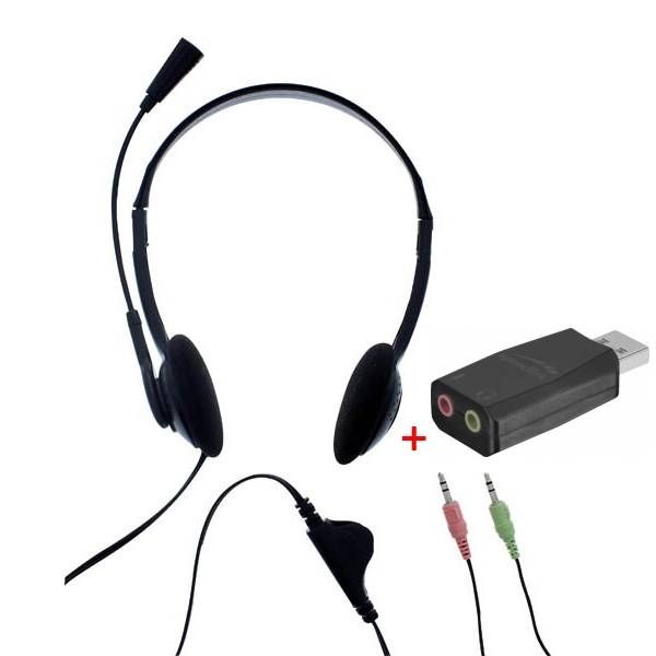 T'nB first headset dubbele audiojack met USB adapter